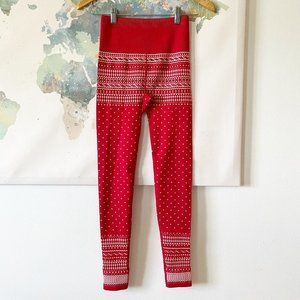 Fabletics Leggings Size XS High Waisted Fair Isle Seamless Red Holiday NWT